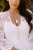 Matte Gold Cross on Sunstone and Amazonite Necklace