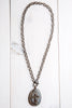 Pavé Agate Cross Pendant Necklace with Gunmetal Chain