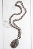 Pavé Agate Cross Pendant Necklace with Gunmetal Chain