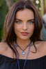 Pave Greek Evil Eye Necklace on Gunmetal Chain