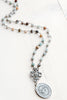 Sacred Heart Coin Pendant on Matte Amazonite Rosary Bead Necklace