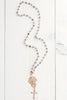 22 kt Gold Over Silver Filigree & Cross Pendant on Labradorite Rosary Chain Necklace