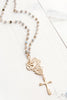 22 kt Gold Over Silver Filigree & Cross Pendant on Labradorite Rosary Chain Necklace
