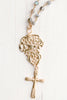 22 kt Gold Over Silver Filigree & Cross Pendant on Labradorite Rosary Chain Necklace