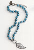 Pavé Angel Wing Pendant & Clasp on Faceted Blue Quartz Necklace