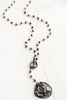 Bronze Coin Pendant & Pyrite Rosary Chain Y Necklace