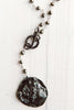 Bronze Coin Pendant & Pyrite Rosary Chain Y Necklace