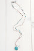 Faceted Amazonite Stone & Cross Pendant on Amazonite, Pearl & Morganite Necklace