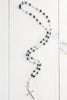Micro Pavé Sterling Silver Cross Pendant on Multi-color Freshwater Pearl Rosary Chain