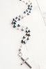 Micro Pavé Sterling Silver Cross Pendant on Multi-color Freshwater Pearl Rosary Chain