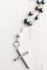 Micro Pavé Sterling Silver Cross Pendant on Multi-color Freshwater Pearl Rosary Chain