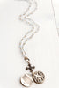 The Lord's Prayer Bronze Pendant on Crystal Gray Rosary Bead Necklace