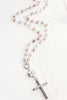 Silver Pavé Cross & Flower Pendant on Aquamarine and Morganite Gemstone Necklace