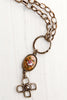 Pure Bronze Chain and Cross on Vintage Floral Drop