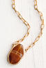 Faceted Natural Agate Pendant on Matte 22 kt Gold Chain Necklace