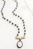 Vintage Embossed Intaglio Crystal Angel Pendant on Hematite and Gold Rosary Chain Necklace