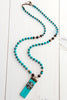 Turquoise and Czech Glass Cross Necklace
