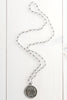 Hand Soldered Ancient Coin Pendant on Faceted Crystal Rosary Bead Necklace