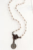 Dark Bronze Rose and Coin Pendant on Amber Quartz Rosary Chain