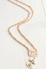 Gold Cross Tag Pendant on Matte Gold Chain Necklace