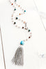 Silver Tassel Pendant on Amazonite and Freshwater Pearl Adjustable Y-Shaped Necklace