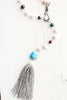 Silver Tassel Pendant on Amazonite and Freshwater Pearl Adjustable Y-Shaped Necklace