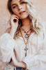 Faceted Crystal Pendant Necklace with Gold Rosary Beads
