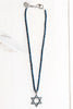Sapphire Sterling Silver Star of David Judaica Pendant on Blue Sapphire Beaded Necklace