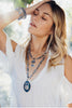 Heart & Crown Charm Necklace with Faceted Rare Blue Kyanite Gemstone Beads