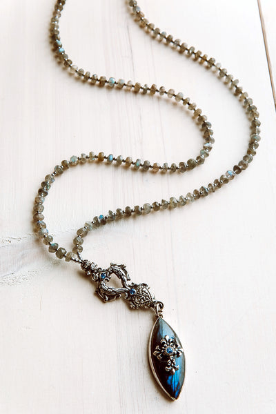 Fancy Labradorite Pendant with Faceted Labradorite Necklace