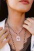Cutout Heart Pave Tag on Delicate Rose Gold & Black Chain
